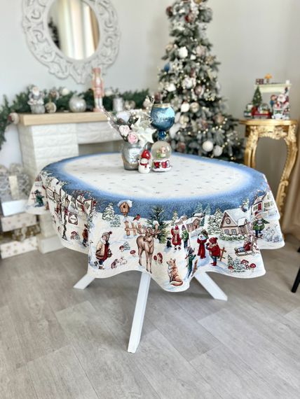 Скатертина гобеленова овальна HENKEL OVAL Limaso, 137х180, Овальна, Новорічний, Срібний люрекс, 60% поліестер, 24% бавовна, 16% акрил, Гобелен | Зображення 4