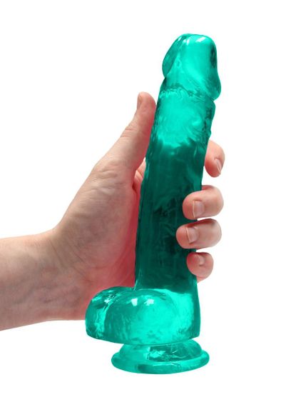 Зелений реалістичний фалоімітатор із мошонкою REALROCK CRYSTAL CLEAR, 21 см Sex Aura | Зображення 2