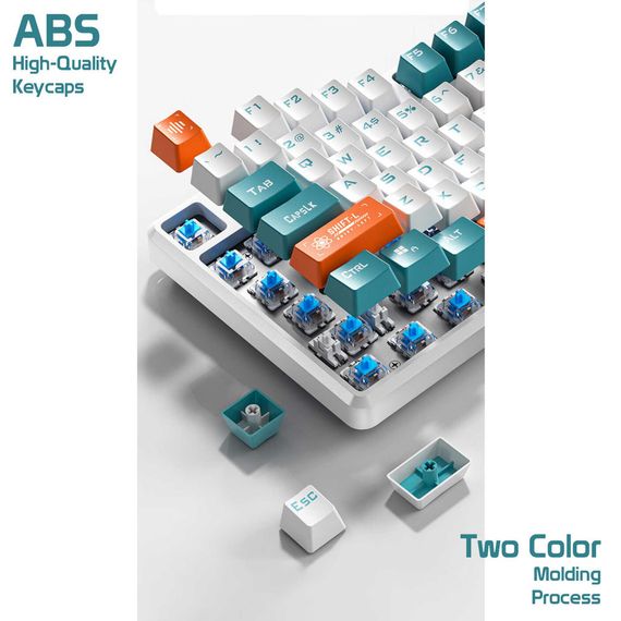 Клавіатура Aula F2088 PRO Plus 9 Orange Keys KRGD Blue USB UA White/Blue (6948391234908) | Зображення 3