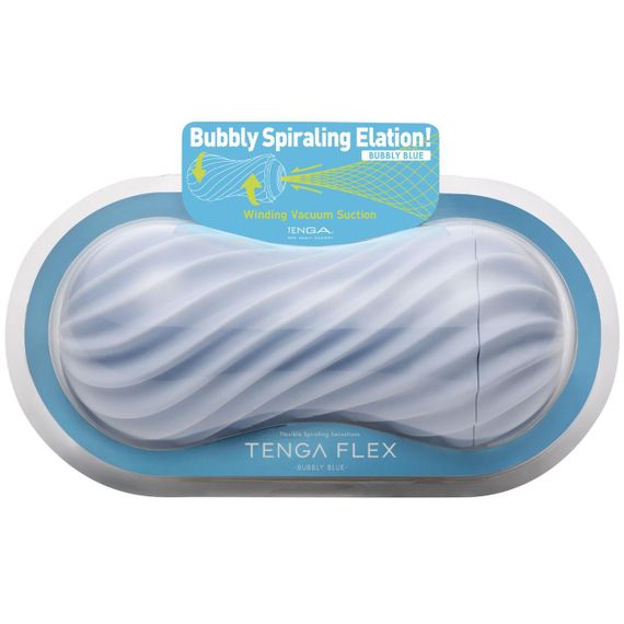 Мастурбатор Tenga FLEX Bubbly Blue зі змінною інтенсивністю, можна скручувати, вакуум | Зображення 2