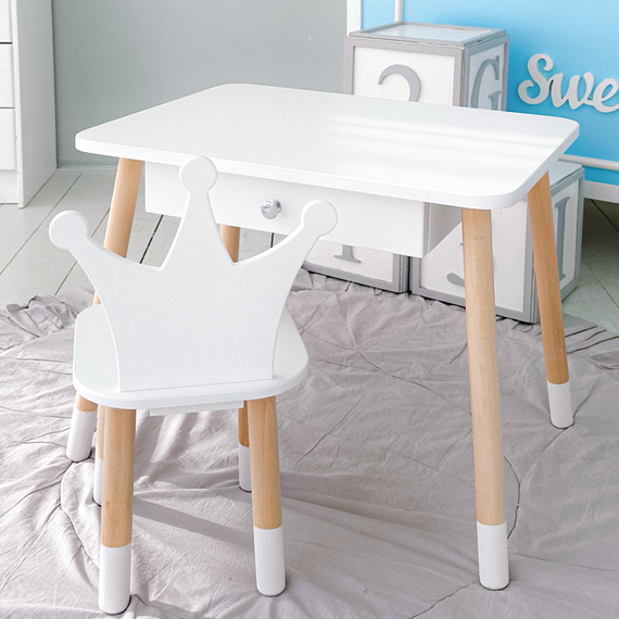 Дитячий столик і стільчик корона білий. Столик із шухлядою для олівців і розмальовок 66928 | Зображення 4