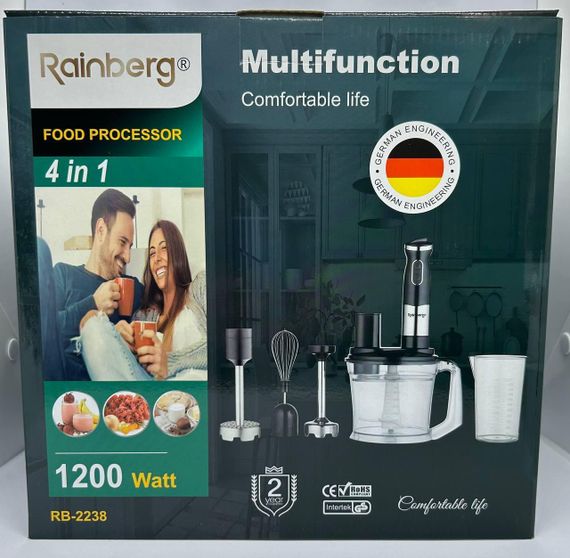 Блендер Rainberg RB-2238 1200W 4в1 заглибний блендер подрібнювач