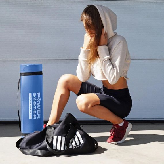 Килимок для йоги та фітнесу Power System PS-4017 NBR Fitness Yoga Mat Plus Blue (180х61х1) | Зображення 3