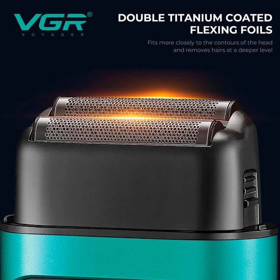 Электробритва VGR V-307 GREEN шейвер, двойное лезвие, 2000mAh, 9000 RPM | Зображення 7