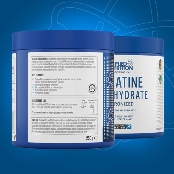 Креатин Applied Nutrition Creatine Monohydrate Micronized PowderUnflavoured (250g - 50 Servings) | Зображення 1