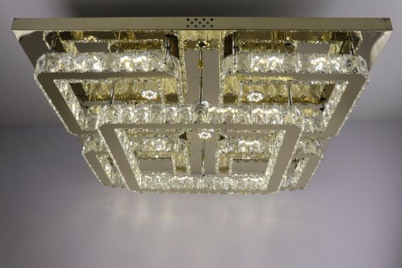 Люстра стельова кришталева LED з пультом 25664 Золото 17х80х80 см. | Зображення 7