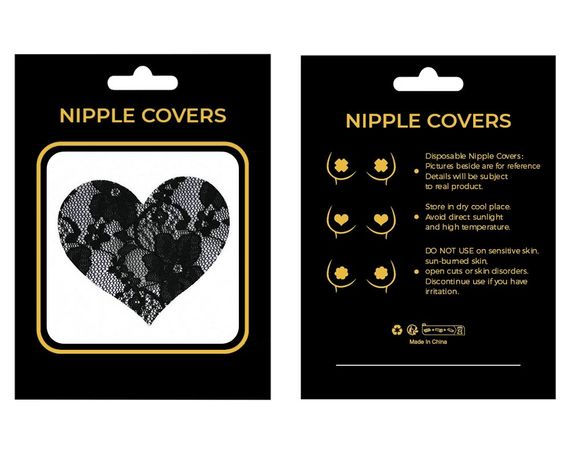 Пестисы на соски Star Night сердечки кружевные, черные sexstyle | Зображення 5