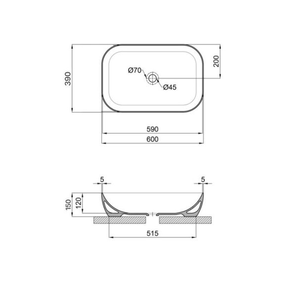 Раковина-чаша Qtap Robin 600x390x150 Matt black QT132143PMBMBN | Зображення 1