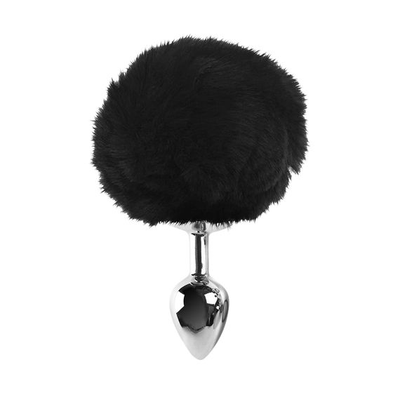 Металева анальна пробка М Art of Sex - Metal Butt plug Rabbit Tail Black, діаметр 3,4 см | Зображення 1