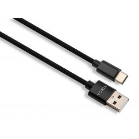 Дата кабель USB 2.0 AM to Type-C 1m nylon black Vinga (VCPDCTCNB1BK) (VCPDCTCNB1BK)