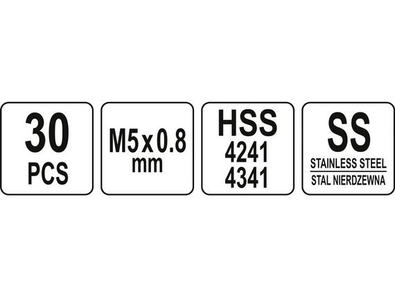 Набор метчик для восстановления внутренней резьбы М5х0.8 мм 30шт YATO YT-17631 | Зображення 3