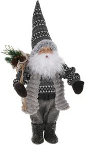 Интерьерная новогодняя фигурка Santa с мешком подарков 45см в сером