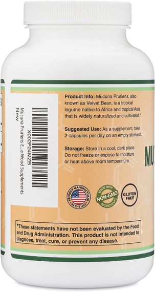 Екстракт мукуни Double Wood Supplements Mucuna Pruriens Extract 1000 mg 210 caps | Зображення 2