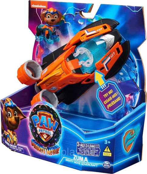 Щенячий Патруль Мегакіно 2023: Катер та фігурка Зуми. Paw Patrol Zuma Mighty Movie Hovercraft. Світло, звук | Зображення 1