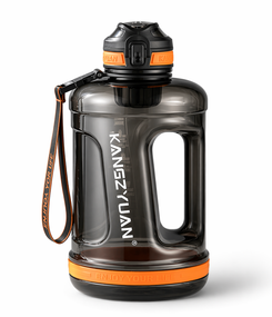Эко-бутылка KANGZYUAN 2200 мл (2.2 л) - Черная Tritan BPA-free, ударопрочная, спортивная с ручкой и ремешком