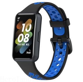 Силиконовый ремешок Primolux Perfor Classic для фитнес браслета Huawei Band 7 - Black&Blue