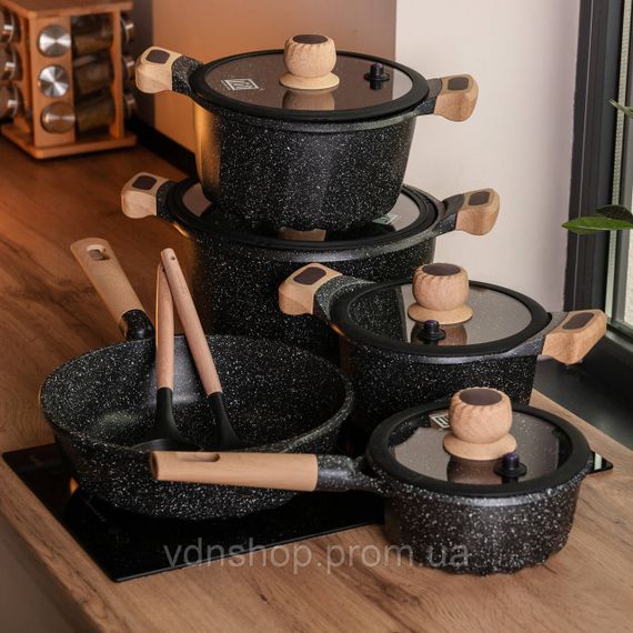 Набір посуду, комплект з 4 каструль і сковорідок, MGC, чорний HP-4-404B | Зображення 5