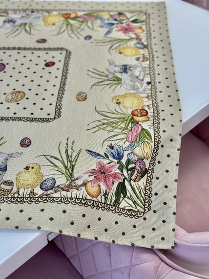 Скатертина гобеленова CHEYSI Limaso, 93x93, Квадратна, Великодній, Без люрексу, 60% поліестер, 24% бавовна, 16% акрил, Гобелен | Зображення 2