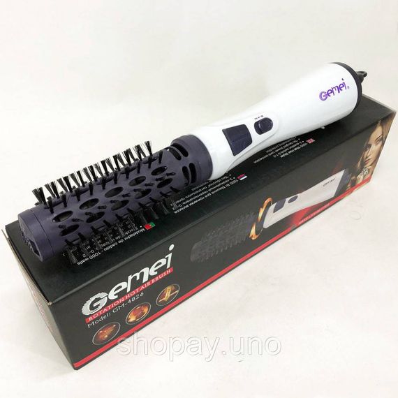 Фен щетка с вращающейся насадкой Gemei GM-4826, Профессиональный вращающаяся фен щетка крутящаяся AB-91 | Зображення 2