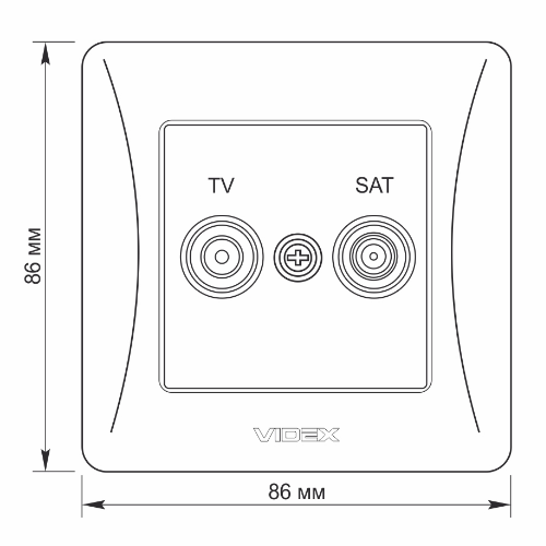 BINERA крем Розетка внутрішня кінцева SAT TV+супутник  Videx | Зображення 3
