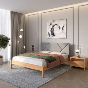 Полуторне дерев&#039;яне ліжко Mebigrand Нью-Йорк ДК Вільха/Аляска 93 (Сірий) 120х190 см (MBG-10350)