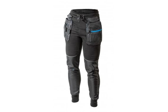 Штани спортивні, робочі Hoegert TREBEL HT5K902-3XL з кишенями 65% бавовна, 35% поліестер чорні, 3XL (58)