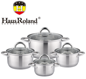 Набір каструль Haus Roland HR151-7, 4 шт. з неіржавкої сталі 1,9/2,7/3,6/4,7 л. Сріблястий (HR151-7)
