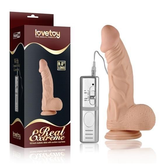 Вібратор - Real Extreme Vibrating Dildo 9" Sex Aura
