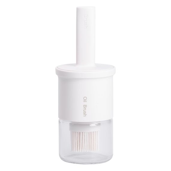 Баночка для олії з пензликом 300 мл диспенсер з пензликом для оливкової, соняшникової олії Білий HP-34-11W