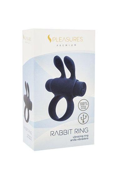 Ерекційне віброкольцо S Pleasures Premium Rabbit Ring, чорне, зі знімною вібропулею й вушками Sex Aura | Зображення 1
