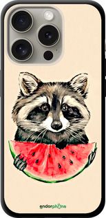 Чохол на iPhone 15 Pro Єнотик з кавуном "4605b-3096-2448"