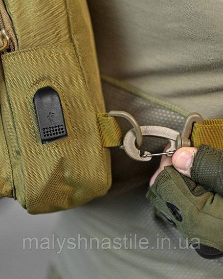 Армійська нагрудна сумка рюкзак з USB портом Захисник coyot ДЛ7536 | Зображення 4