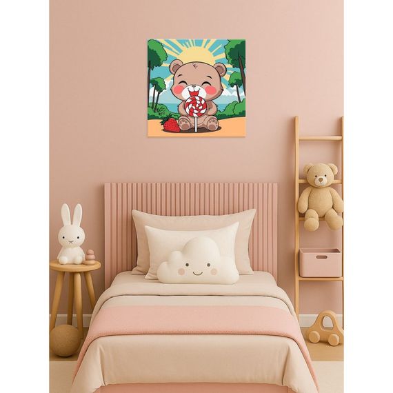 Картина за номерами "Літо. Ведмедик і льодяник" ©art_selena_ua KHO1265, 25х25 см | Зображення 1