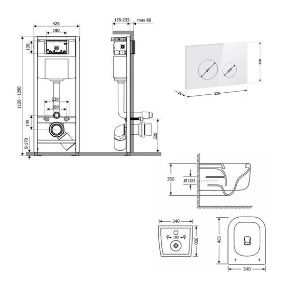 Готове рішення Qtap для ванної кімнати: підвісний унітаз Gemini Ultra Quiet 485×340×350 + комплект інсталяції Nest 4 в 1 | Зображення 1