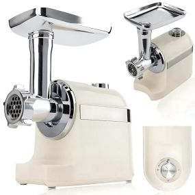 Белая Мясорубка Rainberg RB-2270 3800Вт с реверсом и насадками для шинковки и колбас