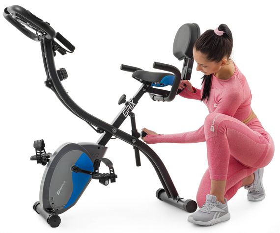 Велотренажер магнітний Hop-Sport HS-3010X Grix X-Bike з еспандерами чорно-синій | Зображення 5