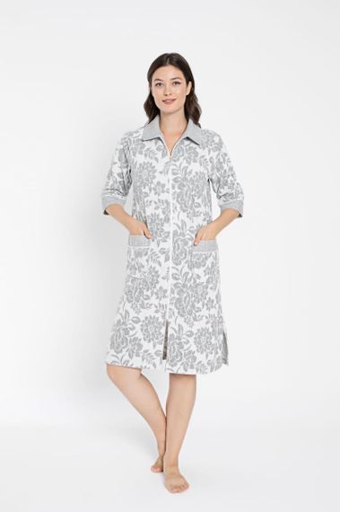 Жіночий халат Nusa 0505 на блискавці, сірий M | Зображення 3