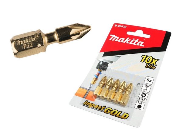 Биты торсионные PZ2 25 мм Makita B-28472 (5 шт)