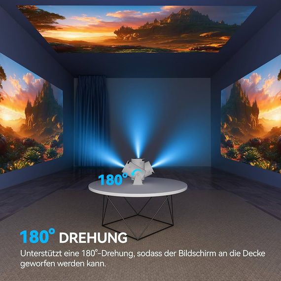 Мини-проектор Aubor Mentech с Wi-Fi и Bluetooth, портативный проектор 180°, поддержка 1080P, проектор с Androi | Зображення 4