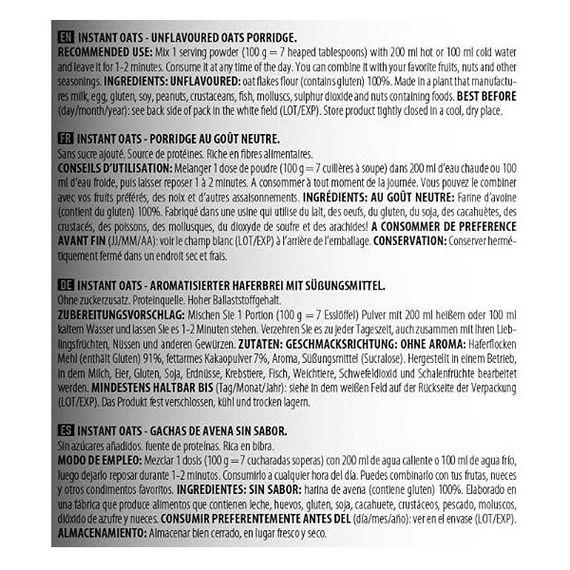 Заменитель питания BioTechUSA Instant Oats gluten free 1000 g /10 servings/ Unflavored | Зображення 2