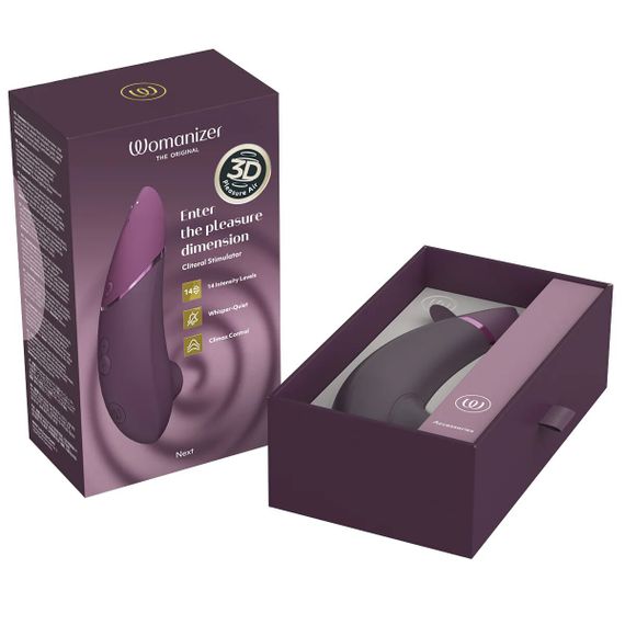 Вакуумный клиторальный стимулятор Womanizer Next Black, 3D Pleasure Air, 14 уровней интенсивности, Фиолетовый | Зображення 6