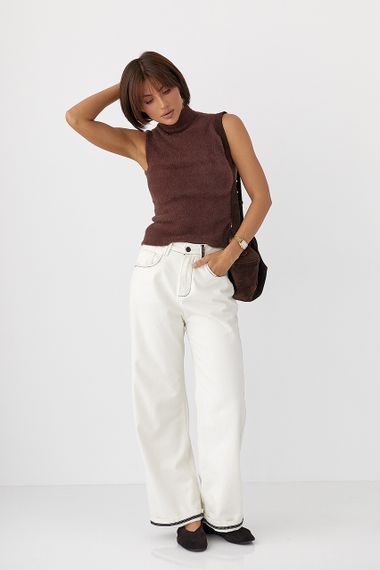 Жіноча жилетка із альпаки - коричневий цвет, ONE SIZE (є розміри) | Зображення 2