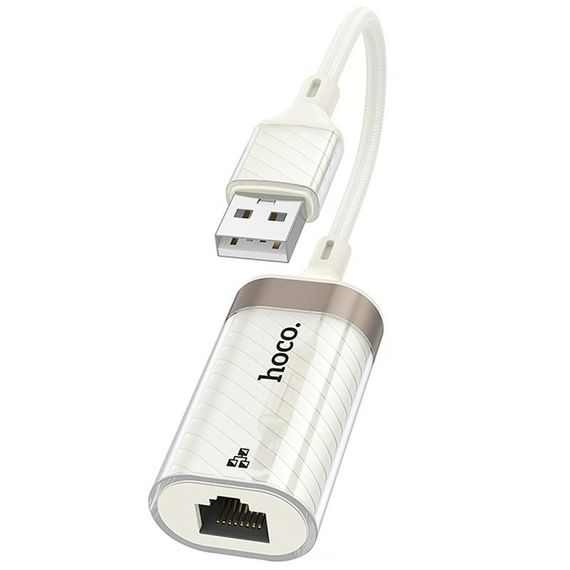 Переходник Hoco UA41 Crystal USB to RJ45 100 Mbs (0.15m) Apricot | Зображення 2