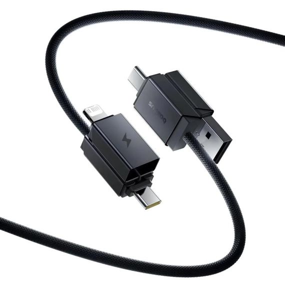 Дата кабель Baseus Versatile Two-for-Two USB/Type-C to Type-C/Lightning 60W (1m) (CB000162) Cosmic Black | Зображення 1
