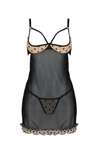 Сорочка Passion MARINA CHEMISE Черно-бежевая L/XL | Зображення 2