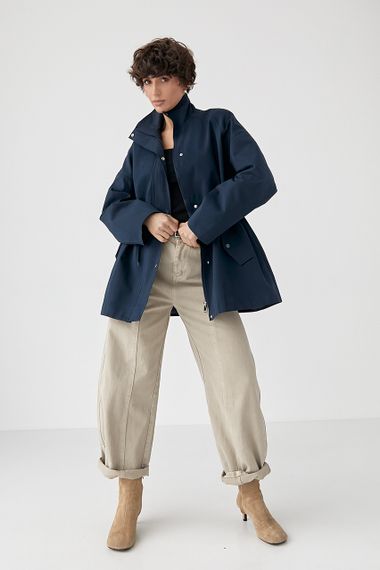 Жіноча вітровка-парка  на блискавці - темно-синій цвет, L (є розміри) | Зображення 2