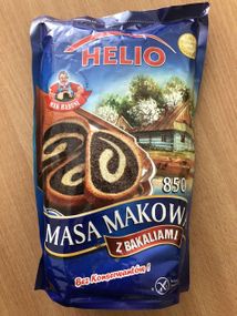 Маковая масса Helio, 850 г, с кусочками сухофруктов (изюм, курага, цедра апельсина), польский мак