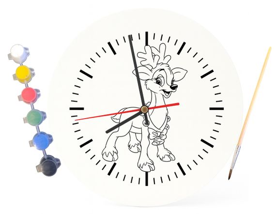 Детский набор для творчества часы раскраска Новогодний олень 30 см (Г0066) | Зображення 2