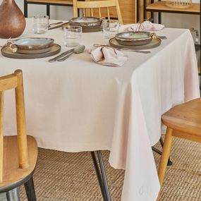 Скатертина Karaca Home 9351 Туреччина 160*240 см  Льон + бавовна Пудровий