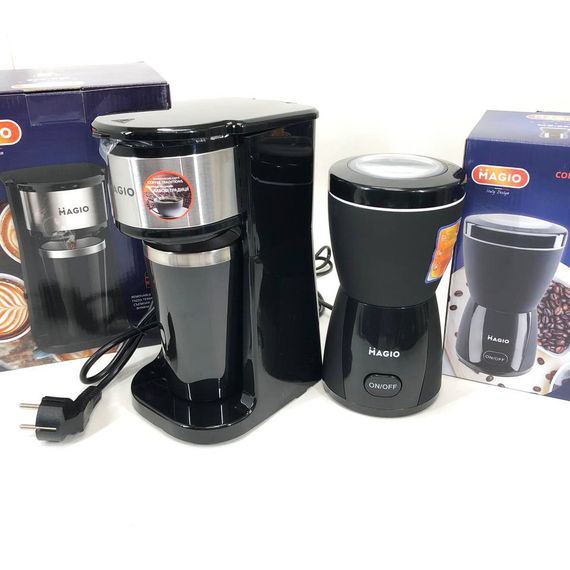 Набір дизайнерської лінійки Magio: Кавомолка MAGIO MG-205 + Крапельна кавоварка RF-899 Magio MG-449